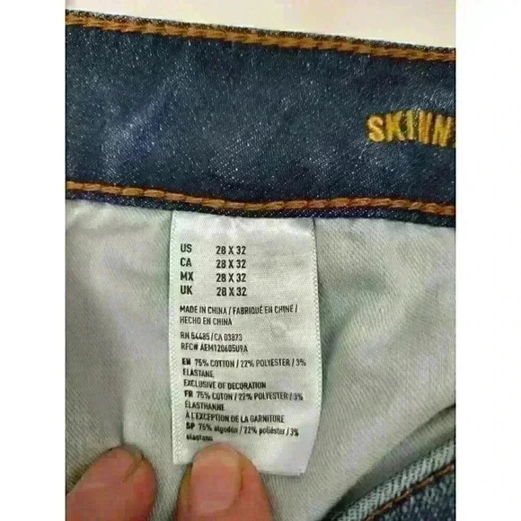 American Eagle 360 Extreme Flex Skinny Jeans Mens 28x32 Distressed - Picture 8 of 11